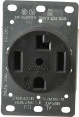 Leviton - 125/250 VAC, 30 Amp, 14-30R NEMA Configuration, Black, Industrial Grade, Self Grounding Single Receptacle - 1 Phase, 3 Poles, 4 Wire, Flush Mount, Corrosion Resistant - Exact Tool & Supply