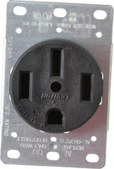 Leviton - 125/250 VAC, 50 Amp, 14-50R NEMA Configuration, Black, Industrial Grade, Self Grounding Single Receptacle - 1 Phase, 3 Poles, 4 Wire, Flush Mount, Corrosion Resistant - Exact Tool & Supply