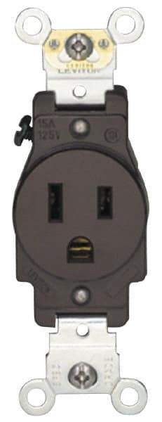 Hubbell Wiring Device-Kellems - 125 VAC, 50 Amp, 5-50R NEMA Configuration, Black, Industrial Grade, Self Grounding Single Receptacle - 1 Phase, 2 Poles, 3 Wire, Flush Mount - Exact Tool & Supply