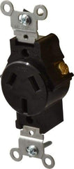 Leviton - 125/250 VAC, 20 Amp, 10-20R NEMA Configuration, Brown, Specification Grade, Ungrounded Single Receptacle - 1 Phase, 2 Poles, 3 Wire, Flush Mount, Tamper Resistant - Exact Tool & Supply