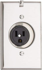 Leviton - 125 VAC, 15 Amp, 5-15R NEMA Configuration, White, Industrial Grade, Self Grounding Single Receptacle - 1 Phase, 2 Poles, 3 Wire, Flush Mount, Impact Resistant - Exact Tool & Supply