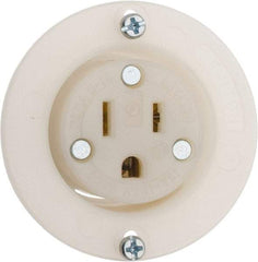 Leviton - 125 VAC, 15 Amp, 5-15R NEMA Configuration, White, Industrial Grade, Self Grounding Single Receptacle - 1 Phase, 2 Poles, 3 Wire, Flush Mount, Corrosion and Impact Resistant - Exact Tool & Supply