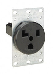 Leviton - 125 VAC, 30 Amp, 5-30P NEMA Configuration, Black, Industrial Grade, Self Grounding Single Receptacle - 1 Phase, 2 Poles, 3 Wire, Flush Mount, Tamper Resistant - Exact Tool & Supply