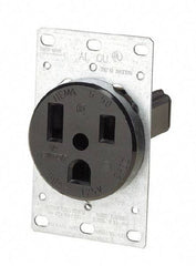 Leviton - 125 VAC, 50 Amp, 5-50P NEMA Configuration, Black, Industrial Grade, Self Grounding Single Receptacle - 1 Phase, 2 Poles, 3 Wire, Flush Mount, Tamper Resistant - Exact Tool & Supply