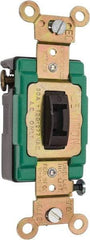 Leviton - 3 Pole, 120 to 277 VAC, 30 Amp, Industrial Grade, Toggle, Wall and Dimmer Light Switch - 1.31 Inch Wide x 4.06 Inch High - Exact Tool & Supply