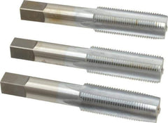 Made in USA - 3/4-16 UNF, 4 Flute, Bottoming, Plug & Taper, Chrome Finish, High Speed Steel Tap Set - Right Hand Cut, 4-1/4" OAL, 2" Thread Length, 2B/3B Class of Fit - Exact Tool & Supply