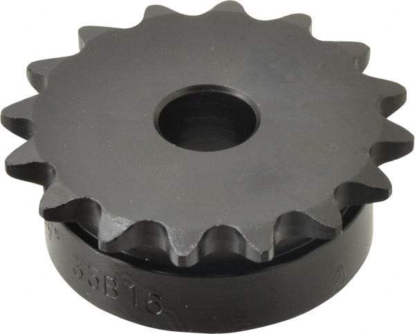 Browning - 16 Teeth, 3/8" Chain Pitch, Chain Size 35, Min Plain Bore Sprocket - 1/2" Bore Diam, 1.922" Pitch Diam, 2.1" Outside Diam - Exact Tool & Supply