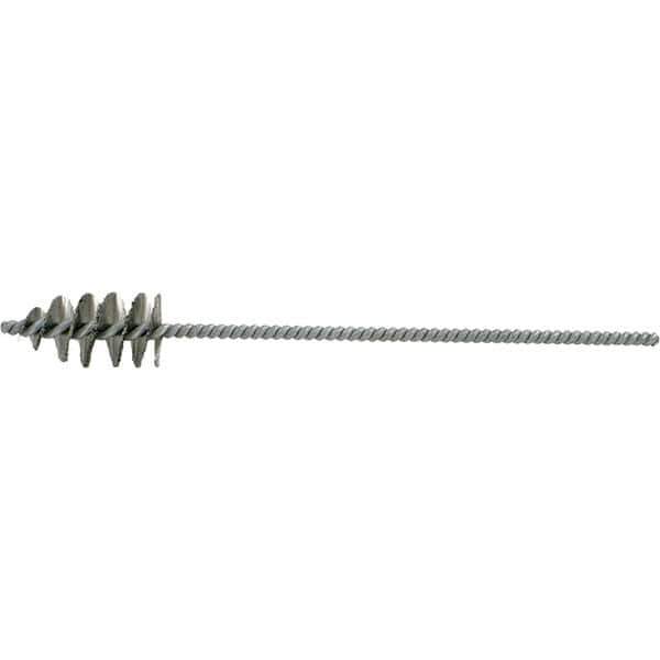 Brush Research Mfg. - 1-1/8" Diam Helical Stainless Steel Tube Brush - Single Spiral, 0.006" Filament Diam, 2-1/8" Brush Length, 10" OAL, 0.245" Diam Galvanized Steel Shank - Exact Tool & Supply