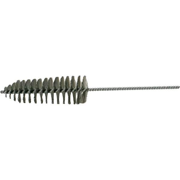 Brush Research Mfg. - 2-1/4" Diam Helical Stainless Steel Tube Brush - Single Spiral, 0.006" Filament Diam, 6-1/2" Brush Length, 14" OAL, 0.245" Diam Galvanized Steel Shank - Exact Tool & Supply