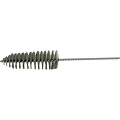 Brush Research Mfg. - 2-1/4" Diam Helical Stainless Steel Tube Brush - Single Spiral, 0.006" Filament Diam, 6-1/2" Brush Length, 14" OAL, 0.245" Diam Galvanized Steel Shank - Exact Tool & Supply