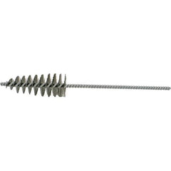 Brush Research Mfg. - 1.2" Diam Helical Stainless Steel Tube Brush - Single Spiral, 0.006" Filament Diam, 2-1/8" Brush Length, 10-1/2" OAL, 0.245" Diam Plastic Handle Shank - Exact Tool & Supply