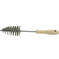 Brush Research Mfg. - 2.05" Diam Helical Stainless Steel Tube Brush - Single Spiral, 0.006" Filament Diam, 3-5/8" Brush Length, 12" OAL, 0.292" Diam Plastic Handle Shank - Exact Tool & Supply
