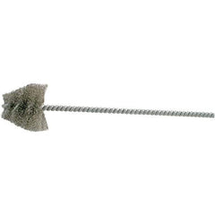 Brush Research Mfg. - 2.188" Diam Helical Stainless Steel Tube Brush - Single Spiral, 0.008" Filament Diam, 1-3/4" Brush Length, 10" OAL, 0.292" Diam Galvanized Steel Shank - Exact Tool & Supply