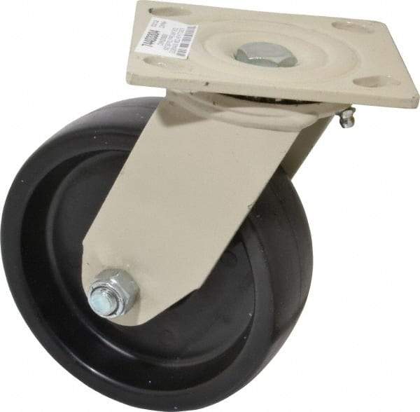 Value Collection - 6" Diam x 2" Wide x 7-1/2" OAH Top Plate Mount Swivel Caster - Polypropylene, 750 Lb Capacity, Roller Bearing, 4 x 4-1/2" Plate - Exact Tool & Supply