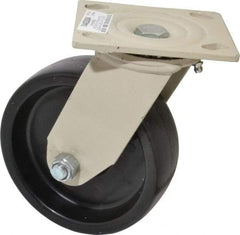 Value Collection - 6" Diam x 2" Wide x 7-1/2" OAH Top Plate Mount Swivel Caster - Polypropylene, 750 Lb Capacity, Roller Bearing, 4 x 4-1/2" Plate - Exact Tool & Supply