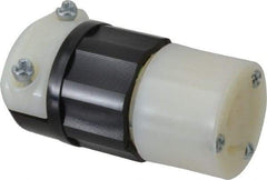 Leviton - 125 VAC, 15 Amp, L5-15R Configuration, Industrial Grade, Self Grounding Connector - 1 Phase, 2 Poles, 0.245 to 0.7 Inch Cord Diameter - Exact Tool & Supply