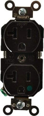 Leviton - 125 VAC, 20 Amp, 5-20R NEMA Configuration, Brown, Hospital Grade, Self Grounding Duplex Receptacle - 1 Phase, 2 Poles, 3 Wire, Flush Mount, Impact Resistant - Exact Tool & Supply