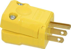 Leviton - 125 VAC, 15 Amp, 5-15P NEMA, Valise, Self Grounding, Industrial Grade Plug - 2 Pole, 3 Wire, 1 Phase, Nylon, Yellow - Exact Tool & Supply