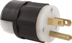 Leviton - 125 VAC, 15 Amp, 5-15P NEMA, Straight, Self Grounding, Industrial Grade Plug - 2 Pole, 3 Wire, 1 Phase, Nylon, Black, White - Exact Tool & Supply