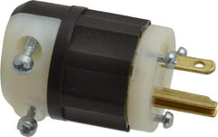 Leviton - 125 VAC, 20 Amp, 5-20P NEMA, Straight, Self Grounding, Industrial Grade Plug - 2 Pole, 3 Wire, 1 Phase, Nylon, Black, White - Exact Tool & Supply