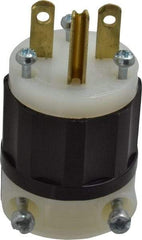 Leviton - 250 VAC, 15 Amp, 6-15P NEMA, Straight, Self Grounding, Industrial Grade Plug - 2 Pole, 3 Wire, 1 Phase, Nylon, Black, White - Exact Tool & Supply