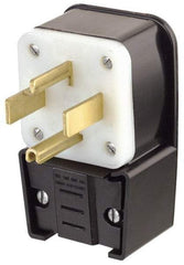 Leviton - 125/250 VAC, 30 Amp, 14-30P NEMA, Angled, Self Grounding, Industrial Grade Plug - 3 Pole, 4 Wire, 1 Phase, Nylon, Black - Exact Tool & Supply