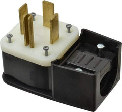 Leviton - 125/250 VAC, 60 Amp, 14-60P NEMA, Angled, Self Grounding, Industrial Grade Plug - 3 Pole, 4 Wire, 1 Phase, Nylon, Black - Exact Tool & Supply