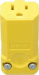 Leviton - 125 VAC, 15 Amp, 5-15R NEMA, Valise, Self Grounding, Industrial Grade Connector - 2 Pole, 3 Wire, 1 Phase, Nylon, Yellow - Exact Tool & Supply