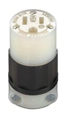 Leviton - 125 VAC, 15 Amp, 5-15R NEMA, Straight, Self Grounding, Industrial Grade Connector - 2 Pole, 3 Wire, 1 Phase, Nylon, Black, White - Exact Tool & Supply