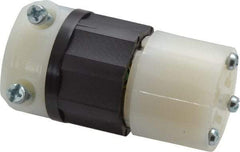 Leviton - 125 VAC, 20 Amp, 5-20R NEMA, Straight, Self Grounding, Industrial Grade Connector - 2 Pole, 3 Wire, 1 Phase, Nylon, Black, White - Exact Tool & Supply