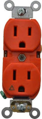 Leviton - 125 VAC, 15 Amp, 5-15R NEMA Configuration, Orange, Industrial Grade, Isolated Ground Duplex Receptacle - 1 Phase, 2 Poles, 3 Wire, Flush Mount, Tamper Resistant - Exact Tool & Supply