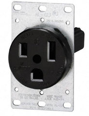 Leviton - 250 VAC, 60 Amp, 15-60R NEMA Configuration, Black, Industrial Grade, Self Grounding Single Receptacle - 1 Phase, 3 Poles, 4 Wire, Flush Mount, Tamper Resistant - Exact Tool & Supply