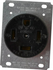 Leviton - 125/250 VAC, 60 Amp, 14-60R NEMA Configuration, Black, Industrial Grade, Self Grounding Single Receptacle - 1 Phase, 3 Poles, 4 Wire, Flush Mount, Tamper Resistant - Exact Tool & Supply