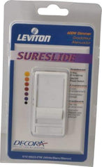 Leviton - 1 Pole, 120 VAC, 60 Hz, 600 Watt, Residential Grade, Rocker, Wall and Dimmer Light Switch - 1.73 Inch Wide x 4.13 Inch High, Incandescent - Exact Tool & Supply