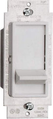 Leviton - 1 Pole, 120 VAC, 60 Hz, 600 Watt, Residential Grade, Slide Switch, Wall and Dimmer Light Switch - 1.73 Inch Wide x 4.13 Inch High, Incandescent - Exact Tool & Supply