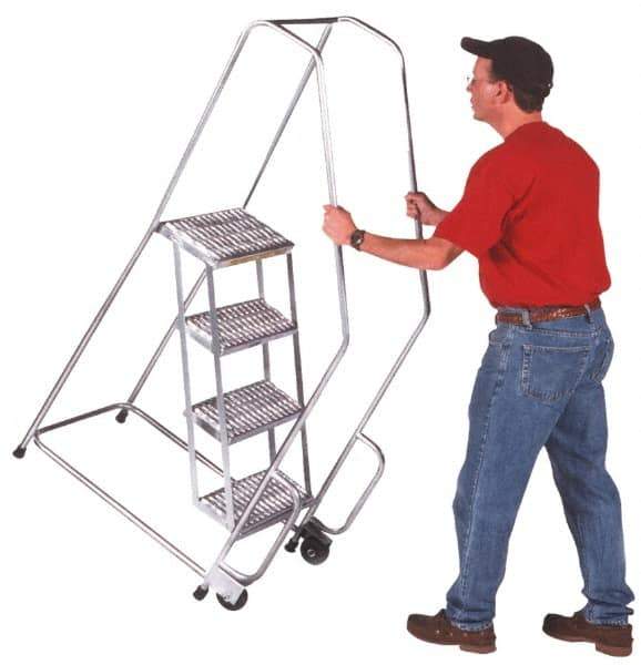 Ballymore - 58-1/2" 3 Step Ladder - 300 Lb Capacity, 28-1/2" Platform Height, 20" Base Width x 25" Depth, Solid Ribbed Tread - Exact Tool & Supply