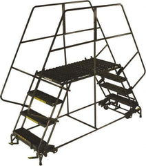 Ballymore - 88" 5 Step Double Entry Work Platform - Rolling Work Platform, 800 Lb Capacity, 50" Platform Height, 33" Base Width x 121" Base Depth, Grip Strut - Exact Tool & Supply