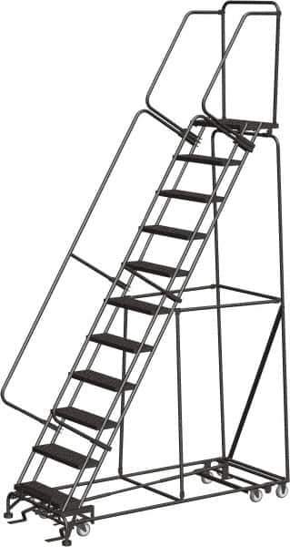 Ballymore - 143" 11 Step All-Directional Ladder - Rolling Safety Ladder, 450 Lb Capacity, 110" Platform Height, 32" Base Width x 80" Depth, Expanded Metal Tread - Exact Tool & Supply