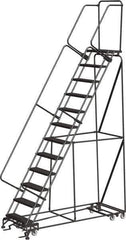 Ballymore - 153" 12 Step All-Directional Ladder - Rolling Safety Ladder, 450 Lb Capacity, 120" Platform Height, 32" Base Width x 87" Depth, Expanded Metal Tread - Exact Tool & Supply
