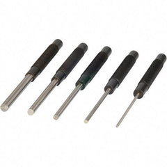 Mitutoyo - 5 Piece, 1/8 to 3/8", X-Long Punch - Round Shank, Comes in Plastic Sleeve - Exact Tool & Supply