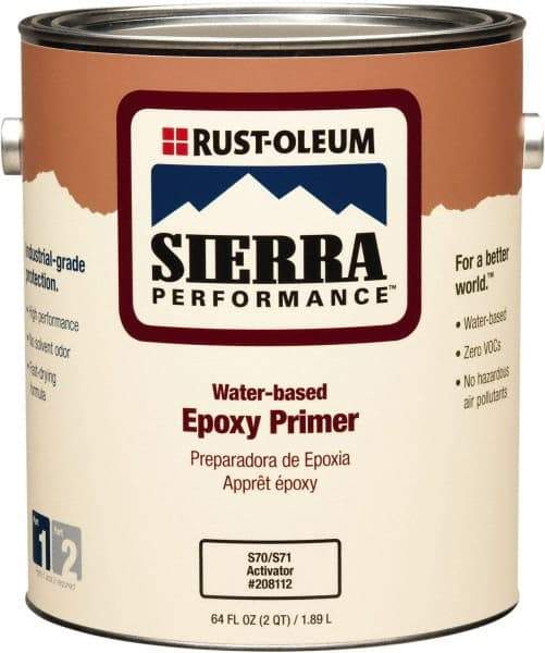 Rust-Oleum - 1 Gal White Water-Based Acrylic Enamel Primer - 200 to 300 Sq Ft Coverage, 2 gL Content, Quick Drying, Interior/Exterior - Exact Tool & Supply
