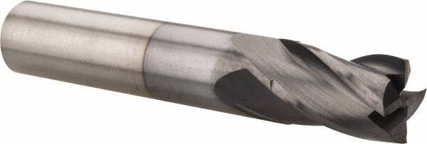 Hertel - 7/16", 5/8" LOC, 7/16" Shank Diam, 2-1/2" OAL, 4 Flute, Solid Carbide Square End Mill - Single End, TiCN Finish, Spiral Flute, 30° Helix, Centercutting, Right Hand Cut, Right Hand Flute - Exact Tool & Supply