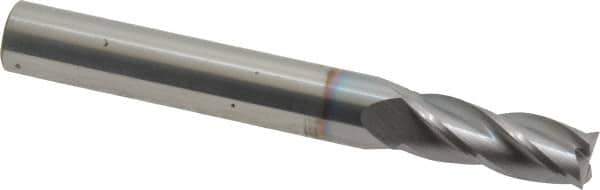 Hertel - 9/32", 3/4" LOC, 5/16" Shank Diam, 2-1/2" OAL, 4 Flute, Solid Carbide Square End Mill - Single End, TiCN Finish, Spiral Flute, 30° Helix, Centercutting, Right Hand Cut, Right Hand Flute - Exact Tool & Supply