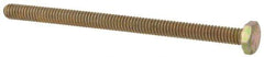 Made in USA - 1/4-20 UNC, 4" Length Under Head Hex Head Cap Screw - Fully Threaded, Grade 8 Alloy Steel, Zinc Yellow Dichromate Finish, 7/16" Hex - Exact Tool & Supply