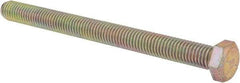 Made in USA - 1/2-13 UNC, 6" Length Under Head Hex Head Cap Screw - Fully Threaded, Grade 8 Alloy Steel, Zinc Yellow Dichromate Finish, 3/4" Hex - Exact Tool & Supply