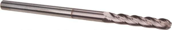 Hertel - 1/8" Diam, 3/4" LOC, 4 Flute Solid Carbide Ball End Mill - TiCN Finish, Single End, 2-1/4" OAL, 1/8" Shank Diam - Exact Tool & Supply