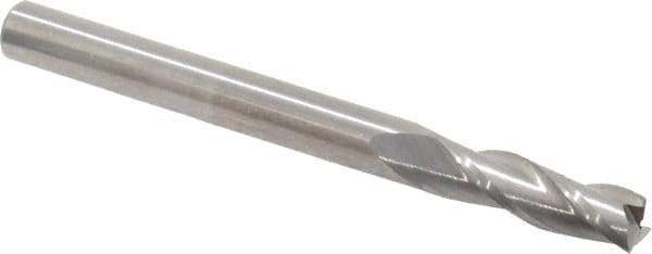 Hertel - 3/16", 5/8" LOC, 3/16" Shank Diam, 2" OAL, 3 Flute, Solid Carbide Square End Mill - Single End, Uncoated, Spiral Flute, 30° Helix, Centercutting, Right Hand Cut - Exact Tool & Supply