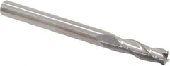 Hertel - 3/16", 5/8" LOC, 3/16" Shank Diam, 2" OAL, 3 Flute, Solid Carbide Square End Mill - Single End, Uncoated, Spiral Flute, 30° Helix, Centercutting, Right Hand Cut - Exact Tool & Supply