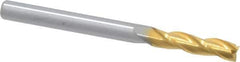 Hertel - 1/8", 1/2" LOC, 1/8" Shank Diam, 1-1/2" OAL, 3 Flute, Solid Carbide Square End Mill - Single End, TiN Finish, Spiral Flute, 30° Helix, Centercutting, Right Hand Cut - Exact Tool & Supply