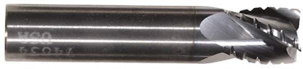 Hertel - 5/16" Diam, 1-1/8" LOC, 4 Flute Solid Carbide Roughing Square End Mill - TiN Finish, 3" OAL, 5/16" Shank Diam, Single End, Centercutting - Exact Tool & Supply